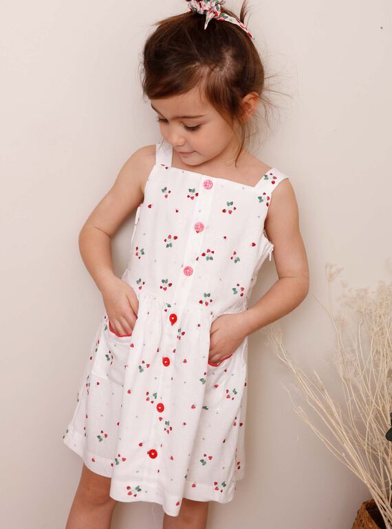 Vestido de color crudo con estampado de fresa ZOLOMETTE / 21E2PFJ1CHS001