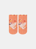 Calcetines naranjas de punto jacquard con estampado de pájaro y de flores multicolor KLOSOZETTE / 24E4PFS1SOBE405