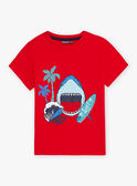 Camiseta de color rojo con estampado de tiburón para niño CYDOAGE3 / 22E3PGT1TMCF525