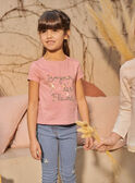 Camiseta rosa bordada con texto floral de fantasía para niña CETIETTE / 22E2PFB1TMC305