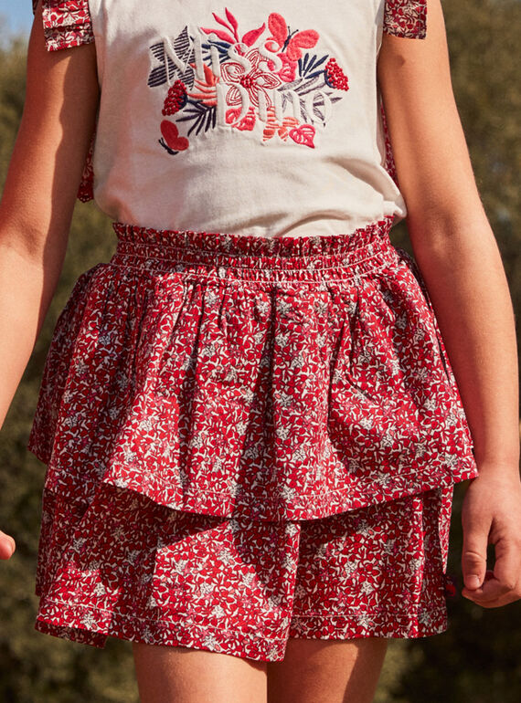Falda avolantada con estampado floral 22E2PFP1JUP808