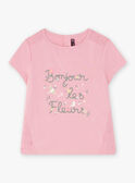 Camiseta rosa bordada con texto floral de fantasía para niña CETIETTE / 22E2PFB1TMC305