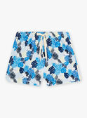 Short de playa azul vivo con estampado de hojas para bebé niño CILEO / 22E4BGO1MAI701