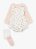 Conjunto de body, ranita y leotardos de color crudo y rosa LOUANE / 24H0CF12ENS001