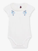 Body de color crudo con cuello avolantado y bordado de flores para bebé niña CANORA / 22E1BFK1BOD001