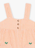 Pelele de cuadros naranja y crudo para bebé niña CAPAULINE / 22E1BFM1SACE403