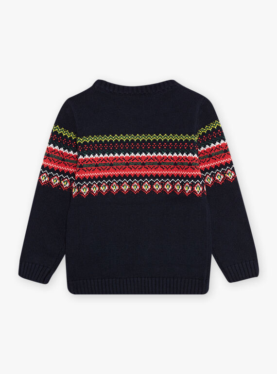 Jersey de jacquard azul marino para niño DOJACAGE / 22H3PGX1PUL070