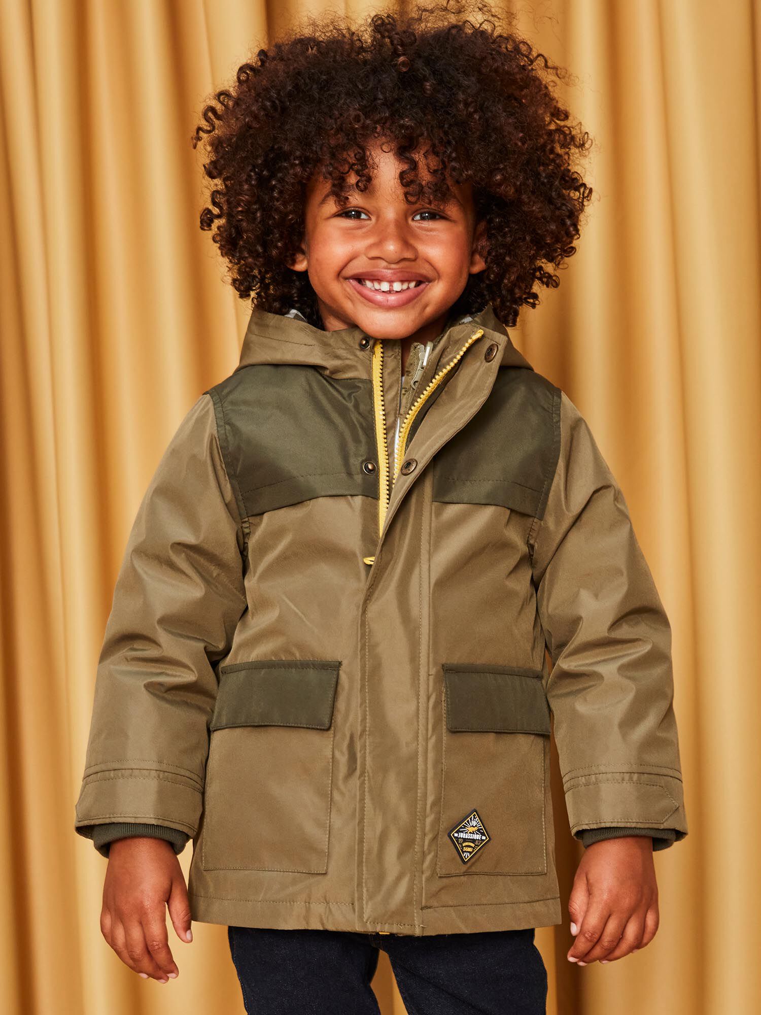 Parka con capucha 3 en 1 caqui