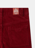 Pantalones de terciopelo rojo LAROVAGE / 24H3PGR2PAN501
