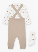Pantalón, body y calcetines de color beige y blanco LONDON / 24H0CM11ENS007