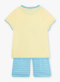 Pijama amarillo flúor y azul con estampado de cocodrilo en la playa para niño CAPLAGE / 22E5PG51PYJB113