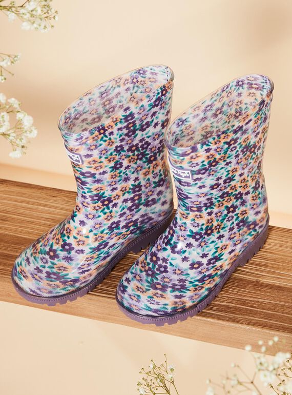 Botas de agua de color violeta con estampado floral FAPLUIETTE / 23N10PF11D0C708