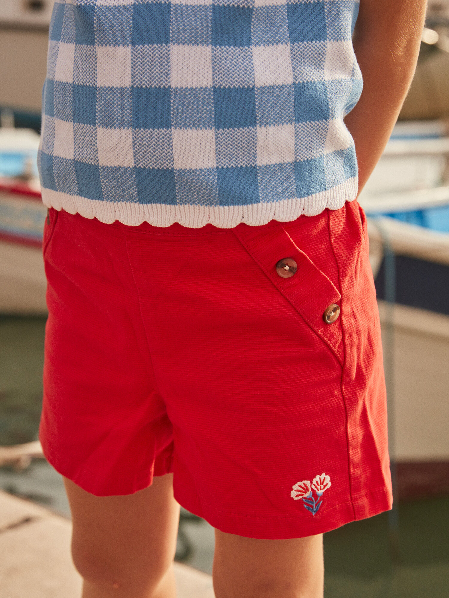 Pantalon corto rojo niña best sale