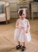 Vestido y cubrepañal elegante crudo para bebé niña CAJULIE / 22E1BFH2CHS001