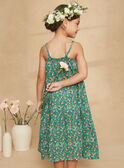 Vestido largo avolantado de color verde imperio con estampado de flores KRUCHETTE 2 / 24E2PFK2RBSG627