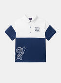 Polo de punto azul y blanco con imagen de tejón guitarrista LEPOLAGE / 24H3PGJ1POL000