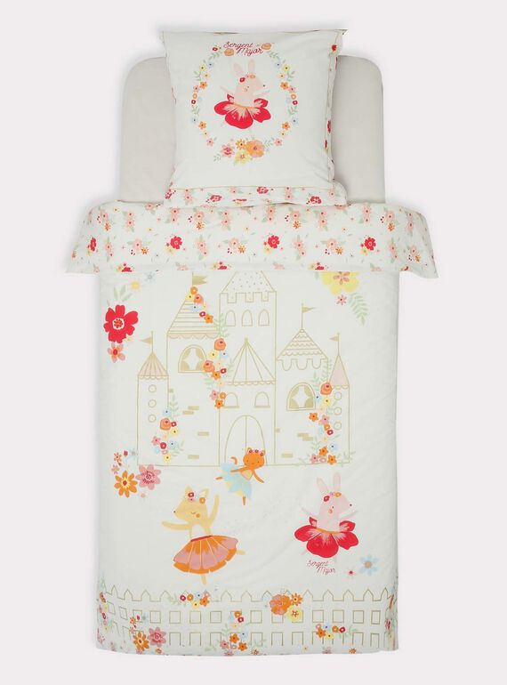 Juego de cama de color crudo con estampado de princesas y floral TIPARURCHA / 20EZEN72PLC000