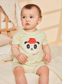 Pijama verde pastel con dibujo de cara de panda y estampado de rayas FEFANTIN / 23E5BG31PYJ605