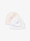 2 gorros de recién nacido de color rosa pastel y crudo KORA / 24E0AF11BNAD310