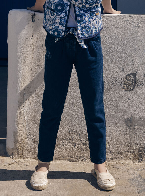Vaquero carrot azul con cinturón de estampado de flores LEJINETTE / 24H2PFJ1JEAK005