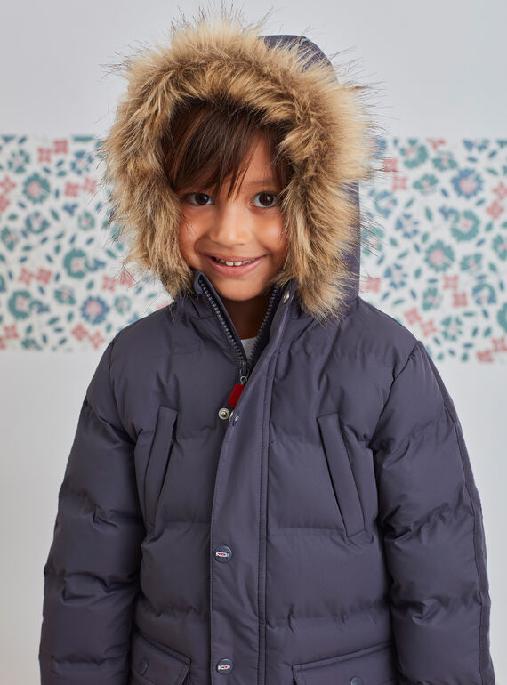 Parka gris oscuro con forro polar para niño BADOUNAGE / 21H3PGE3PARJ916