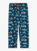 Pijama azul petróleo con estampado de dinosaurios de punto fino GRUDIAGE / 23H5PG14PYJ716
