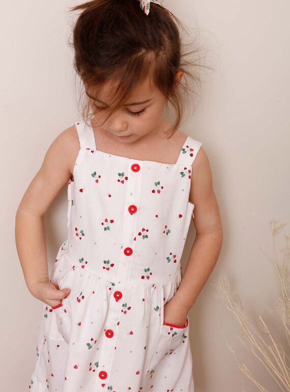 Vestido de color crudo con estampado de fresa ZOLOMETTE / 21E2PFJ1CHS001