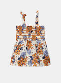 Top de punto smock crudo con estampado de flores azules y naranjas KLOPETTE / 24E2PFS2DEB001