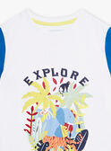 Pijama de color crudo y azul con estampado de la selva para niño CAJAGE / 22E5PG54PYJ001