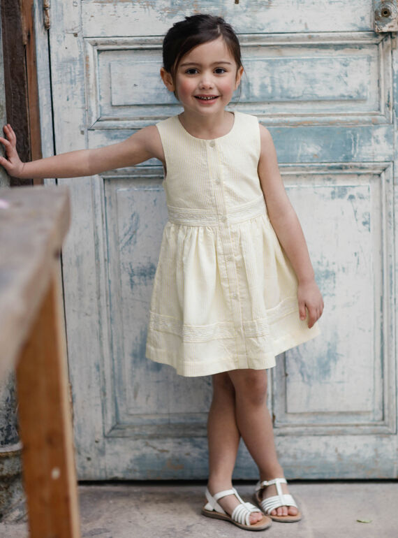 Vestido de rayas de color amarillo limón, para niña ZIRAYETTE / 21E2PFO2CHSB104