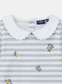 Camiseta marinera de rayas verde agua y bordados florales KRIMETTE 2 / 24E2PFB2TML001