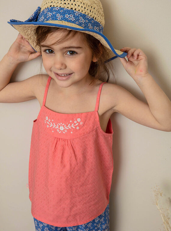 Camiseta de tirantes rosa con bordado floral ZUDOUETTE / 21E2PFT1DEBD313