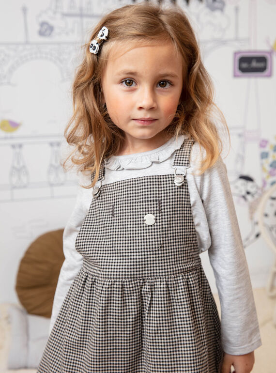 Vestido peto fluido con estampado vichy para niña BECHAETTE / 21H2PF21CHS090