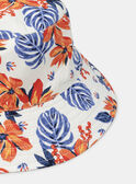 Gorro bucket con estampado de flores tropicales naranjas y azules KLOBOBETTE / 24E4PFS1CHA001