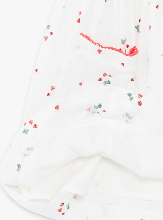 Vestido de color crudo con estampado de fresa ZOLOMETTE / 21E2PFJ1CHS001