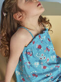 Camiseta de tirantes azul turquesa con estampado de flor y tortugas para niña CAUDEBETTE 2 / 22E2PFT2DEB202