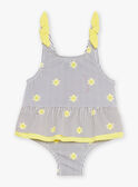 Bañador azul marino y amarillo con estampado de rayas y soles FITINA / 23E4BFM2MAIA001