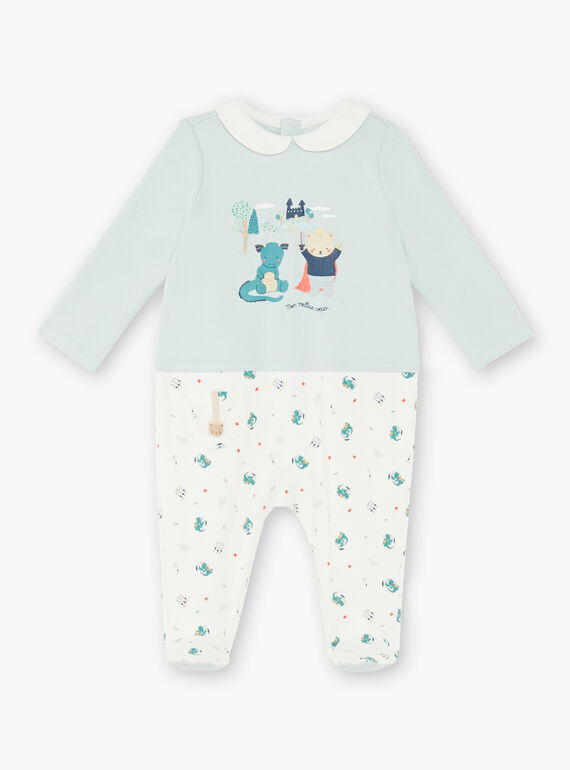 Pelele de color blanco y verde agua para bebé niño ZEBRAN / 21E5BG15GRE020