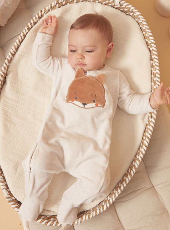 Pelele de color beige jaspeado de terciopelo LONNIE / 24H0NG11GREA011