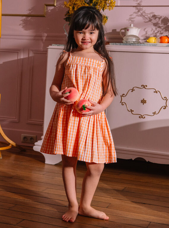 Vestido de cuadros crudo para niña CHIVYETTE / 22E2PFM1RBS001