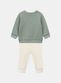 Conjunto de sudadera polar verde y leggings de canalé color vainilla KAGARETT / 24E1BGC1ENSG622