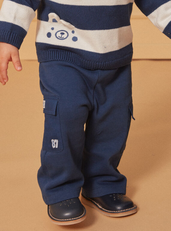Pantalón cómodo azul marino con bolsillos efecto cargo LADAMIEN / 24H1BGJ1PANC230