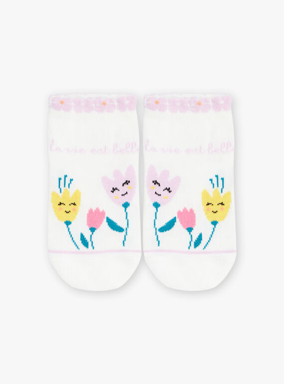Calcetines de color crudo con estampado floral FLEWETTE / 23E4PFS1SOB001