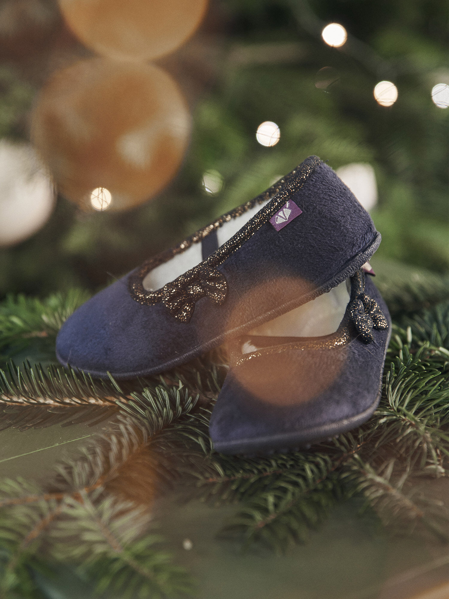 Zapatillas de casa estilo bailarinas azul noche