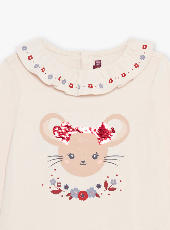 Camiseta beige de manga larga y con estampado de cara de ratón DRITIMETTE / 22H2PFX2TML808