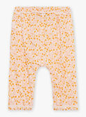 Pantalón de color crudo y naranja de popelina con estampado de hojas y frutas FAULINE / 23E1BFP1PAN001