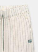 Pantalón de rayas verde oscuro sobre fondo vainilla KAGREY / 24E1BGC2PAN114