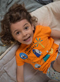 Pijama naranja y azul con estampado de monstruos para niño CAMONAGE / 22E5PG56PYJ400