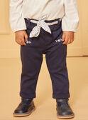 Pantalón azul marino con cinturón de estampado de flores LACLARA / 24H1BFJ1PAN070