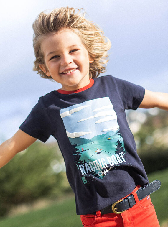 Camiseta de color azul marino con estampado de remo para niño CEBESTAGE / 22E3PG82TMC070